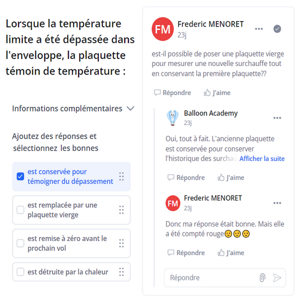 Question et fil de discussion